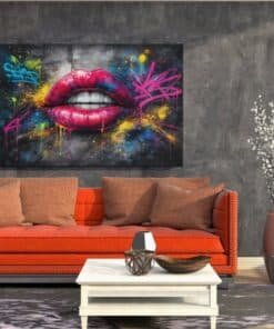 Graffiti Lippen Canvas Schilderij - Afbeelding 4