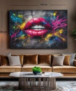 Graffiti Lippen Canvas Schilderij - Afbeelding 5