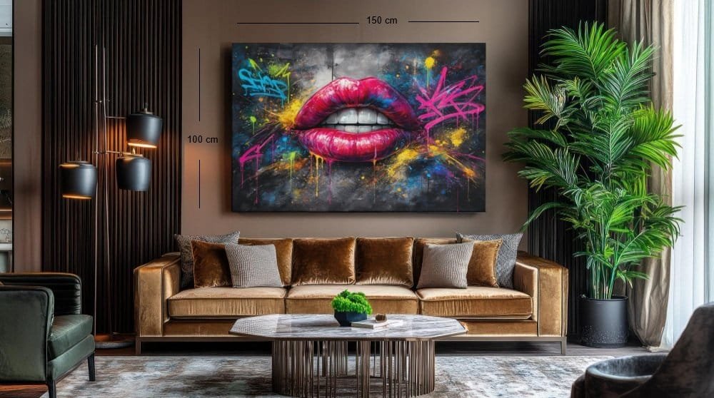 Graffiti Lippen Canvas Schilderij - Afbeelding 5