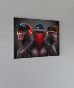 Alternative view of 3 Coole Apen Canvas Schilderij