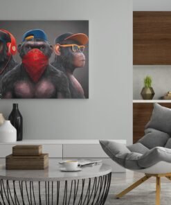 3 Coole Apen Canvas Schilderij - Afbeelding 4