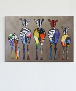 Kleurrijke Zebra's Canvas Schilderij