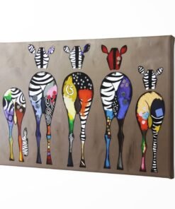 ALIVA 1422 kleurrijke zebras canvas schilderij a