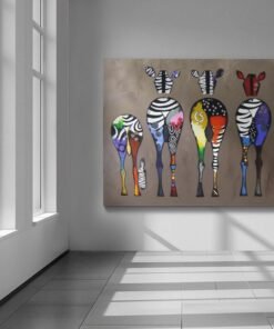 ALIVA 1422 kleurrijke zebras canvas schilderij b