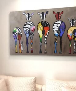 ALIVA 1422 kleurrijke zebras canvas schilderij c