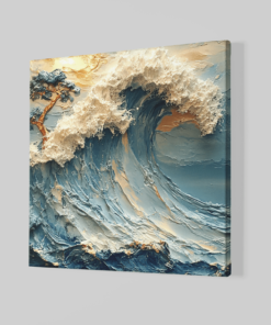 OEFE 1247 vierkant canvas schilderij grote golf a