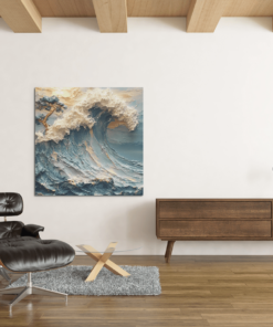 OEFE 1247 vierkant canvas schilderij grote golf c