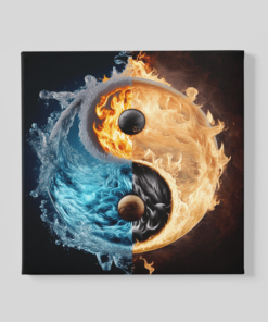 Yin Yang Vierkant Canvas Schilderij