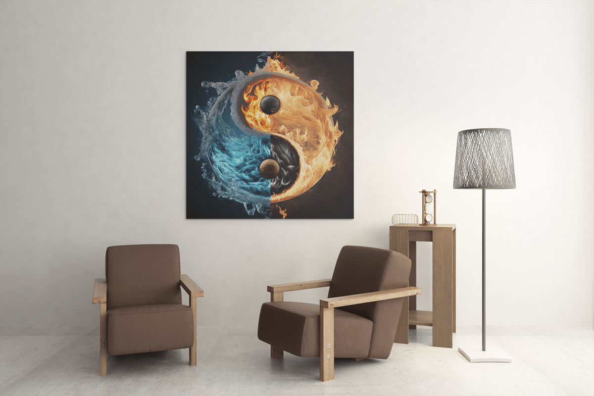 OEFE 1248 yin en yang vierkant canvas schilderij d