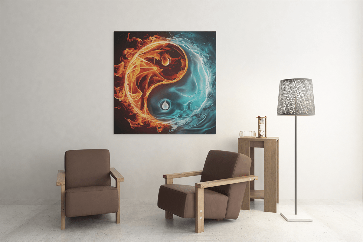 OEFE 1249 yin en yang vierkant canvas schilderij ad