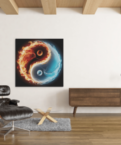 OEFE 1250 yin en yang vierkant canvas schilderij ac