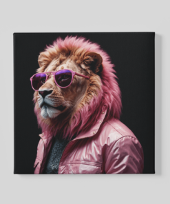 Roze Leeuw Cool Canvas Schilderij
