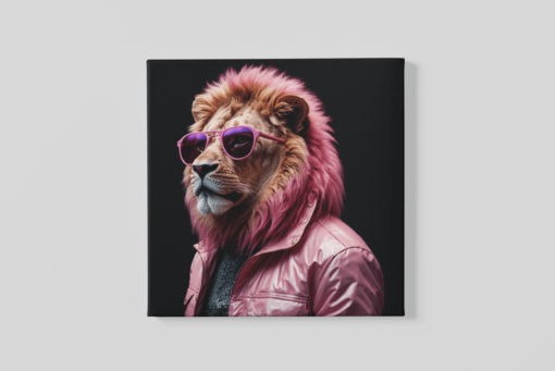 OEFE 1251 roze coole leeuw canvas schilderij