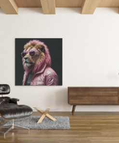 OEFE 1251 roze coole leeuw canvas schilderij b