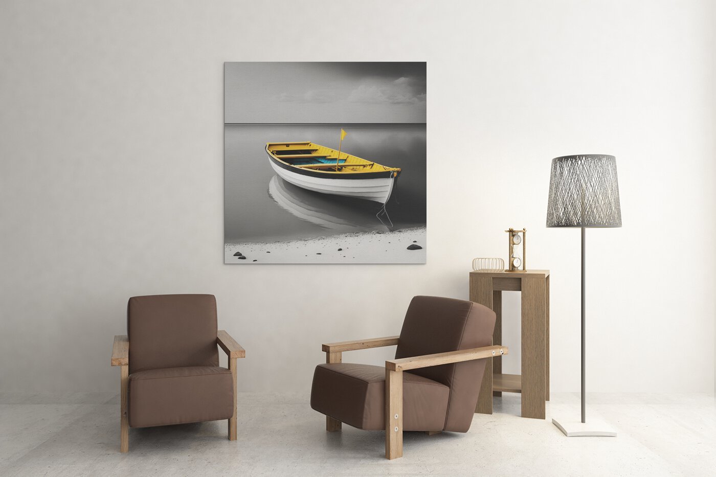 OEFE 1258 houten boot canvas schilderij d