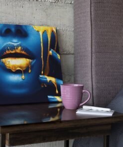 OEFE 1263 vierkan schilderij vrouw met gele verf b