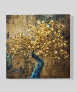 Boom met Gouden Bladeren Canvas Schilderij