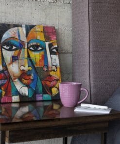 OEFE 1270 abstracte gezichten vierkant schilderij c