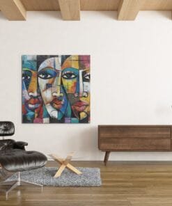 OEFE 1270 abstracte gezichten vierkant schilderij d