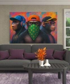 ALIVA 1392 drie apen in stijl canvas schilderij b