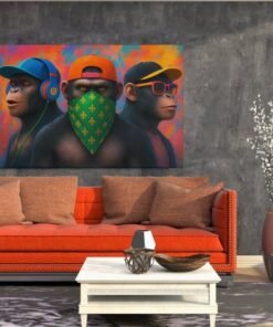 ALIVA 1392 drie apen in stijl canvas schilderij c