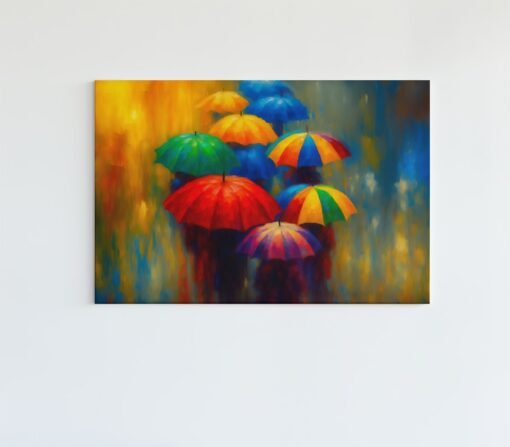 Moderne Kunst met paraplu's Canvas Schilderij