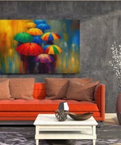 ALIVA 1403 moderne kunst met paraplus canvas schilderij b