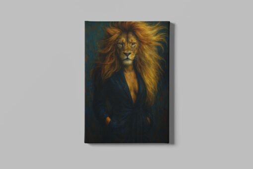 Vrouw met Leeuwengezicht Uniek Dieren en Vrouwen Schilderij