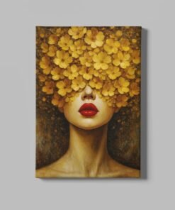 Bloemenhoofd Vrouw Canvas Schilderij