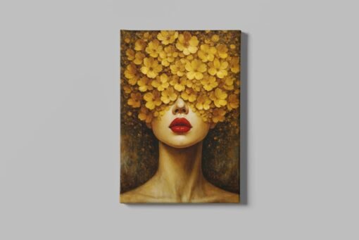 Bloemenhoofd Vrouw Canvas Schilderij