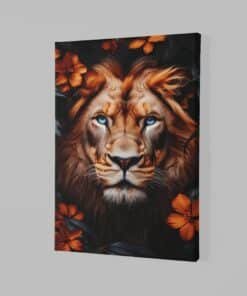 ALIVA 1423 leeuw en oranje bloemen canvas schilderij c