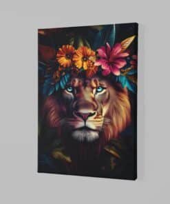 ALIVA 1424 leeuw en bloemen canvas schilderij b