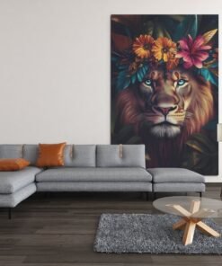 ALIVA 1424 leeuw en bloemen canvas schilderij d