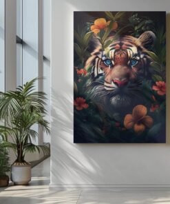 ALIVA 1426 tijger tussen bloemen canvas schilderij