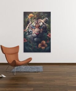 ALIVA 1426 tijger tussen bloemen canvas schilderij b