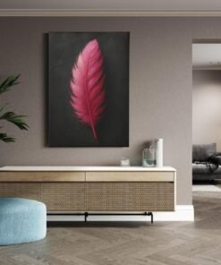 ALIVA 1429 roze veer canvas schilderij b 1