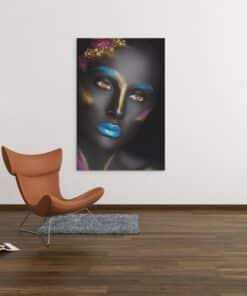 Vrouw en Kleurrijke Make-up Canvas Schilderij - Afbeelding 3