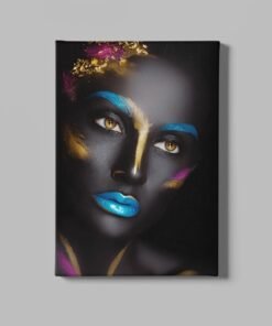 Vrouw en Kleurrijke Make-up Canvas Schilderij