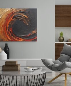 ALIVA 1441 abstracte kunst zwart oranje rood canvas schilderij b