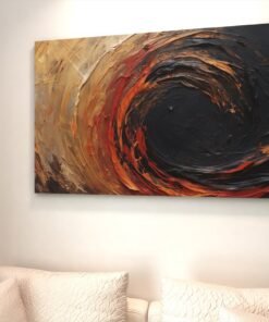 ALIVA 1441 abstracte kunst zwart oranje rood canvas schilderij c