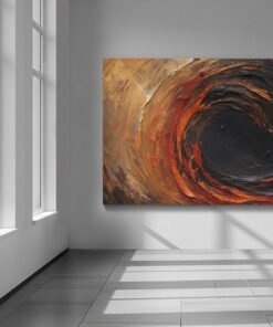 ALIVA 1441 abstracte kunst zwart oranje rood canvas schilderij d