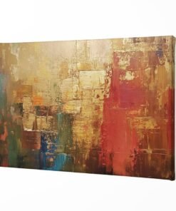 ALIVA 1444 abstract goud en rood canvas schilderij a
