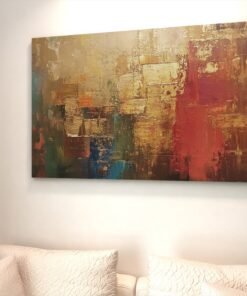 ALIVA 1444 abstract goud en rood canvas schilderij c