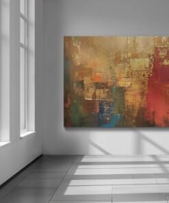 ALIVA 1444 abstract goud en rood canvas schilderij d