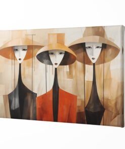 ALIVA 1448 vrouwen met hoeden canvas schilderij a