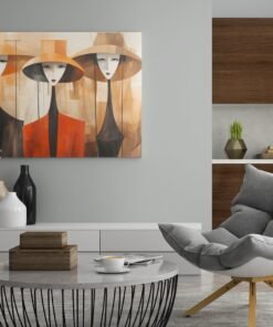 ALIVA 1448 vrouwen met hoeden canvas schilderij b