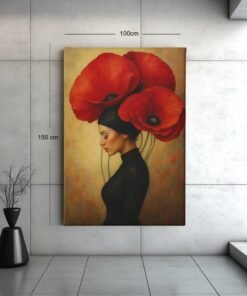 rode-klaprozen-vrouw-canvas-schilderij-d
