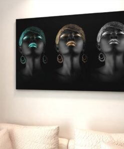 Vrouw Goud Zilver Turkoois Canvas Schilderij - Afbeelding 4