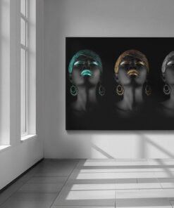 Vrouw Goud Zilver Turkoois Canvas Schilderij - Afbeelding 5