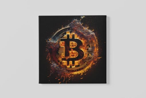 OEFE 1274 bitcoin met lava canvas schilderij